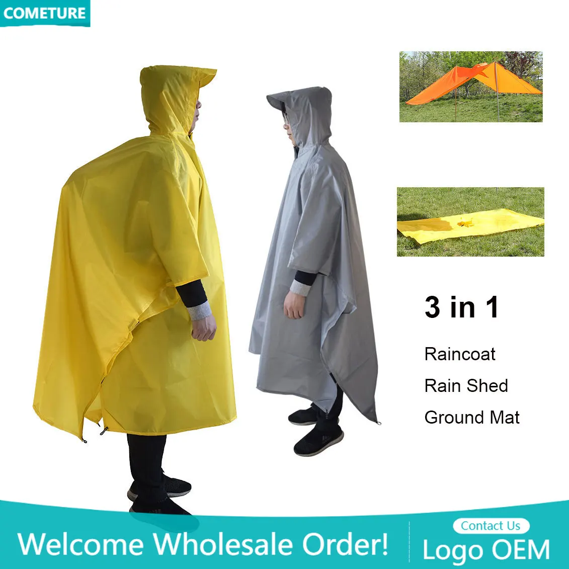 Hunting Camp Outdoor Supplies - Raincoat 3 In 1 Hiking Poncho