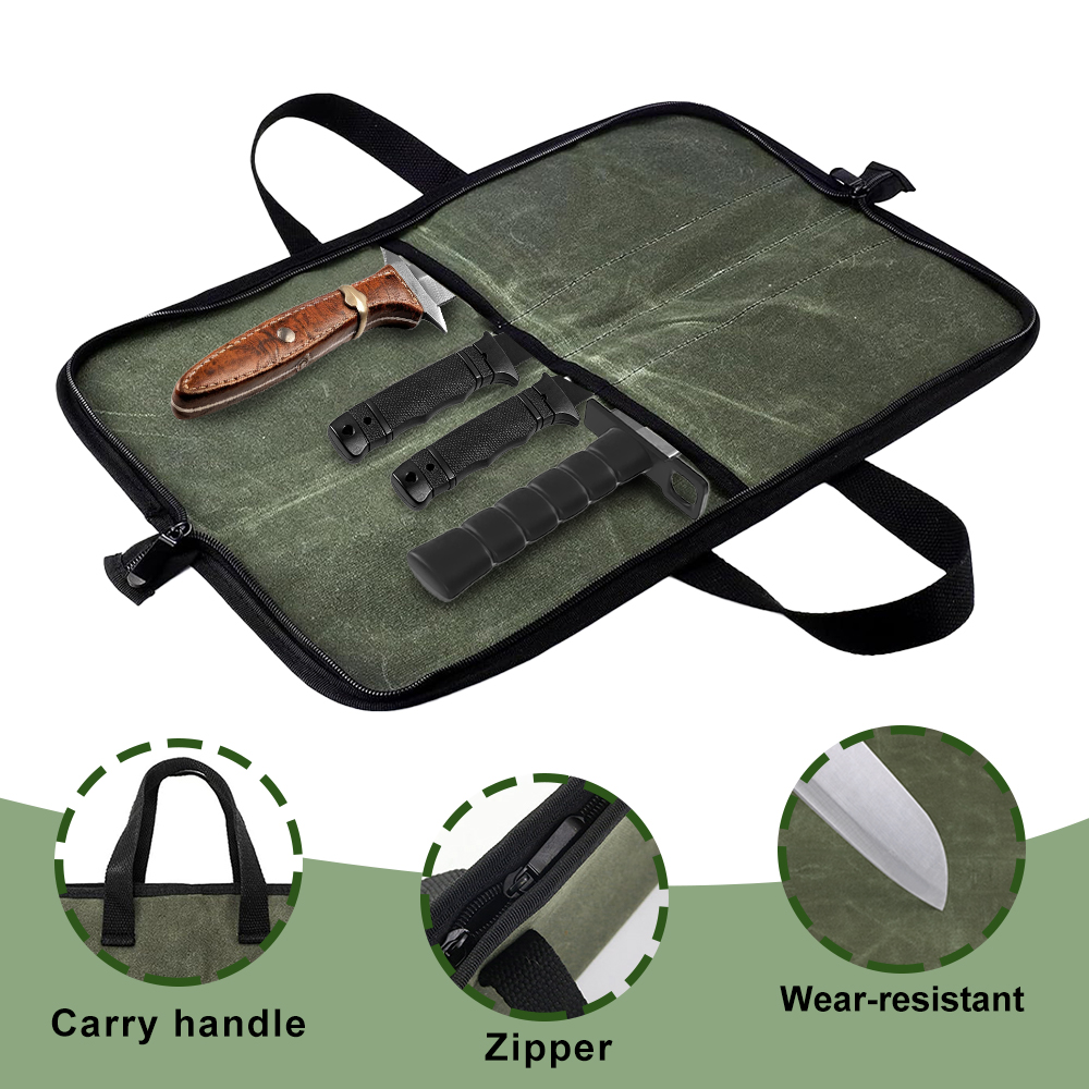 Waxed Canvas Knife Roll Bag Mu - đánh giá và giá Hunting Knife Outdoor